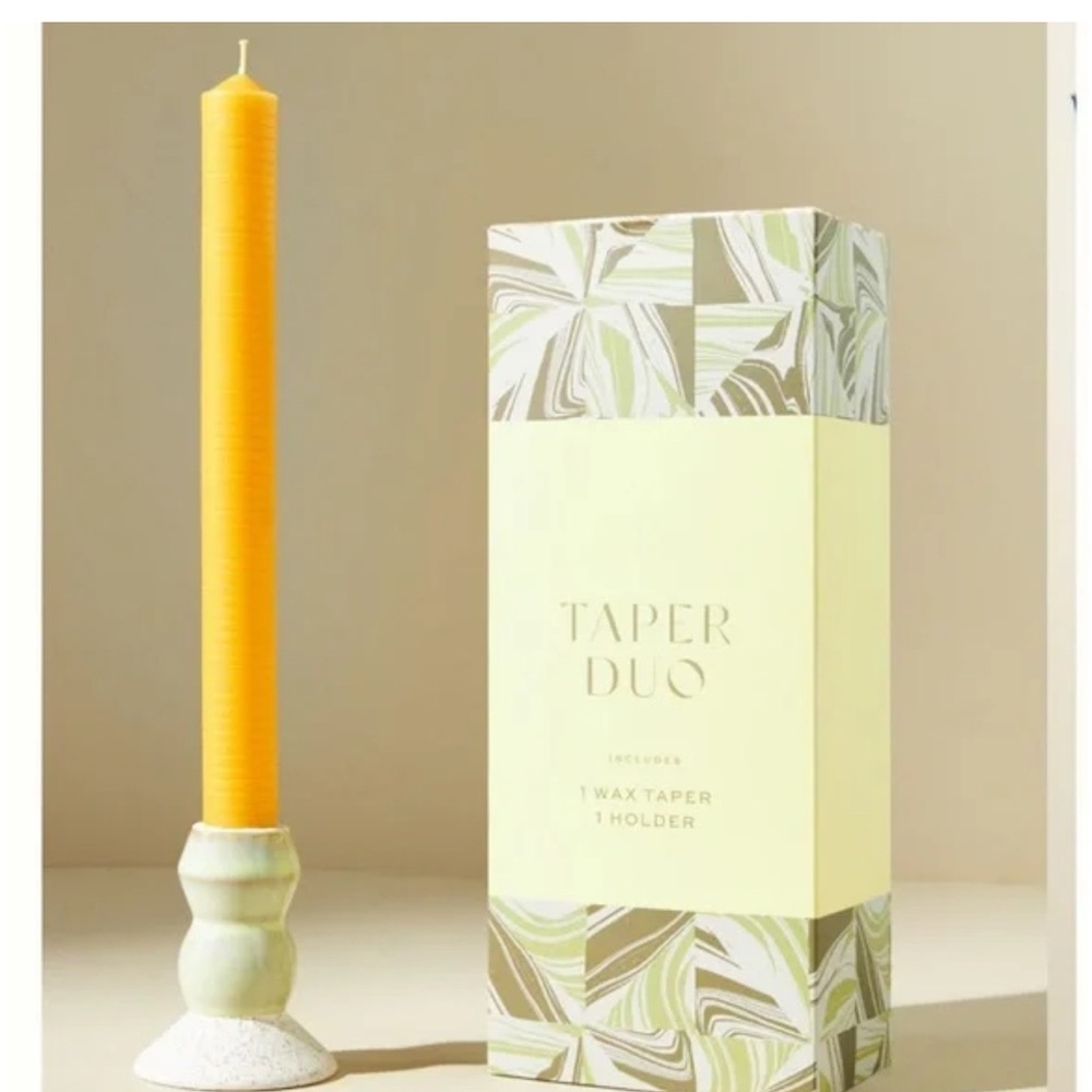 Anthropologie Taper Duo Candle Set in Vibrant Yellow
